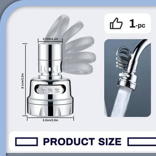 Miniatura 2 de Yitexin Accesorio rociador de grifo para fregadero, 3 modos de salida de agua, extensor de grifo con manguera elástica, cabezal rociador