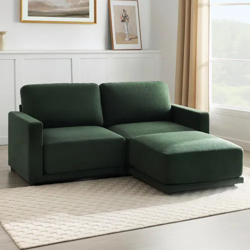 Miniatura 20 de Sofá modular de 79 pulgadas para sala de estar pequeña, sofá moderno en forma de L con otomana, juego de sofá de felpilla de 3 piezas para muebles
