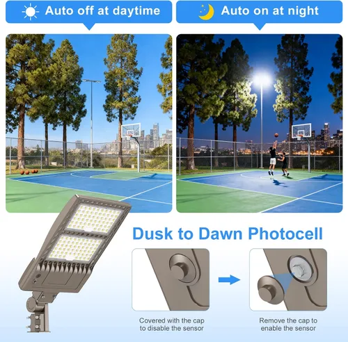 Miniatura 4 de Paquete de 2 luces LED de estacionamiento de 320 W, 48,000 lm, listado por UL, 320 W, 256 W, 192 W, ajustable, caja de zapatos, luz de poste