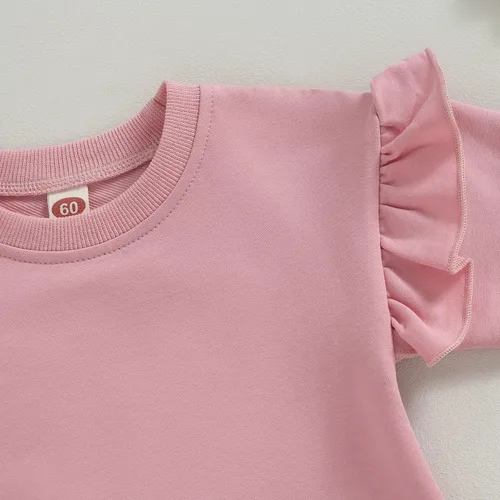 Miniatura 4 de fhutpw Sudadera de gran tamaño para bebé recién nacida, con volantes, manga larga, cuello redondo, suéter, ropa de otoño