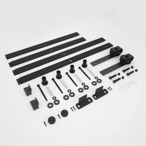 Miniatura 7 de Kit de herrajes para puerta de granero de 5 pies, juego de herrajes modulares resistentes para puertas interiores y exteriores
