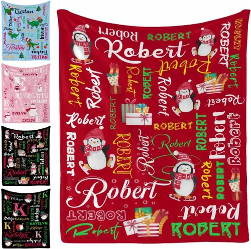 Miniatura 15 de Manta personalizada, 20 colores para niño y niña, manta con nombre personalizado para niños y adultos, manta de Navidad para niños y niñas