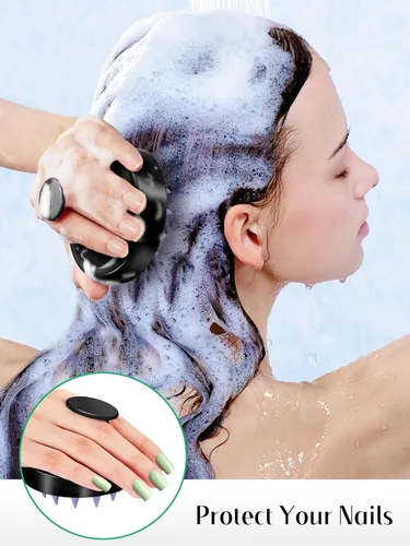 Miniatura 3 de HEETA - Juego de 2 masajeadores para el cuero cabelludo para el crecimiento del cabello, cepillo de champú de silicona suave para exfoliación