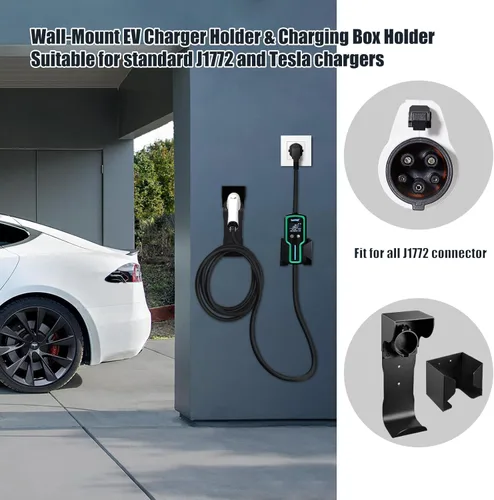 Miniatura 2 de Juego de soporte para cargador de vehículo eléctrico y caja de control, almacenamiento de cargador de vehículo eléctrico de montaje en pared, base