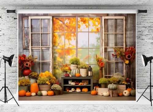 Miniatura 26 de Kate Fondo de fotografía para el día de Acción de Gracias, otoño, calabaza, decoración del hogar, fondo para niños, fiesta, estudio (7 x 5 pies)