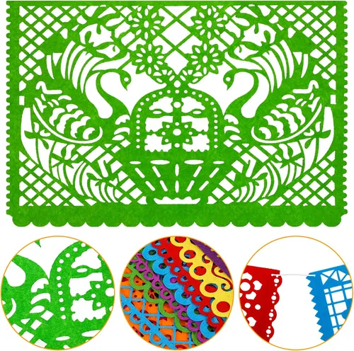 Miniatura 3 de Qpout Cartel de fieltro para fiesta mexicana, 4 piezas, 11.8 x 7.9 pulgadas, Cinco de Mayo, Día de los Muertos, Papel Picado, 4 diseños diferentes
