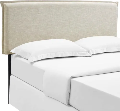 Miniatura 3 de Modway Camille - Cabecera tapizada en tela de lino, color beige con ribete francés