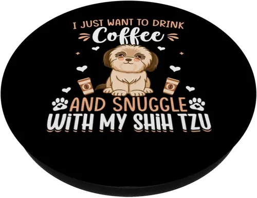 Miniatura 2 de Bebe café y acurrucarse con Shih Tzu Dog Lover Graphic PopSockets intercambiable PopGrip
