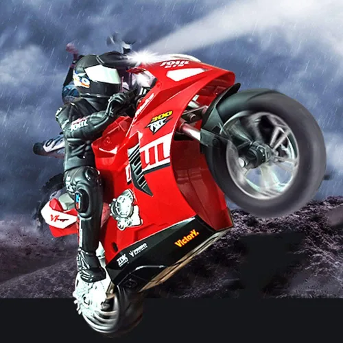 Miniatura 3 de Motocicleta a control remoto, auto stunt de equilibrado automático de alta velocidad de una rueda, 1/6 de escala, linterna LED giratoria 360, mejor