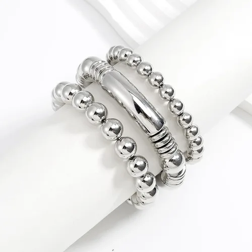 Miniatura 3 de Brazalete de oro para mujer, grueso, curvado, apilable, chapado en abalorios, pulseras elásticas