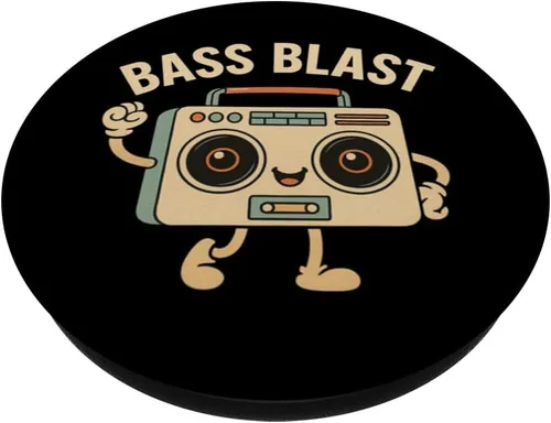 Miniatura 2 de Bass Blast. Retro Boombox Style, Vintage. PopSockets Adhesive PopGrip