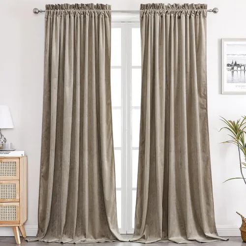 Miniatura 23 de Benedeco - Cortinas de terciopelo burdeos para ventana de dormitorio con pompón, cortinas de lujo súper suaves, oscurecimiento y aislamiento térmico
