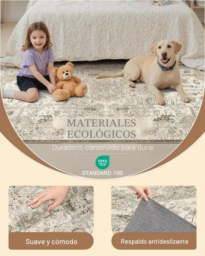 Miniatura 5 de Madane Tapete lavable de 2 x 10 pies para pasillo, cocina, recibidor, clásico, suave, antideslizante para interiores, casa de campo, baño, sala