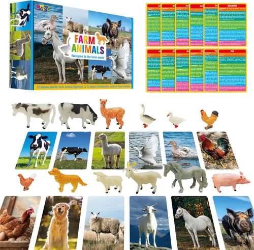 Miniatura 14 de SpriteGru 12 piezas de figuras de dinosaurios con 12 tarjetas de presentación, figuras de dinosaurios portátiles Montessori, juguetes educativos