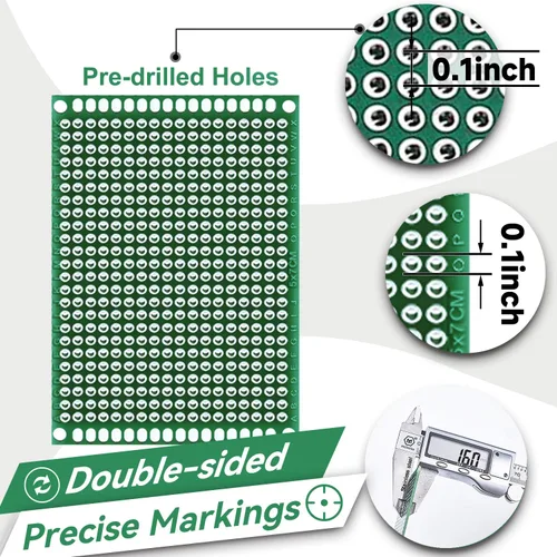 Miniatura 4 de Smraza Kit de placa PCB de doble cara de 104 piezas, placas de prototipo para soldadura de bricolaje y placas de circuito electrónico compatibles