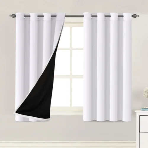 Miniatura 31 de H.VERSAILTEX Paneles de cortina 100% opacas de 45 pulgadas de largo, con aislamiento térmico, cortinas opacas con forro para dormitorio, dos capas