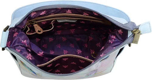 Miniatura 3 de Anuschka Bolso de mano de cuero genuino para mujer Hobo clásico con bolsillo lateral