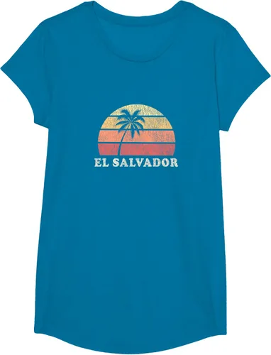 Miniatura 43 de El Salvador Vintage 70s Retro Throwback Design Camiseta, Azul