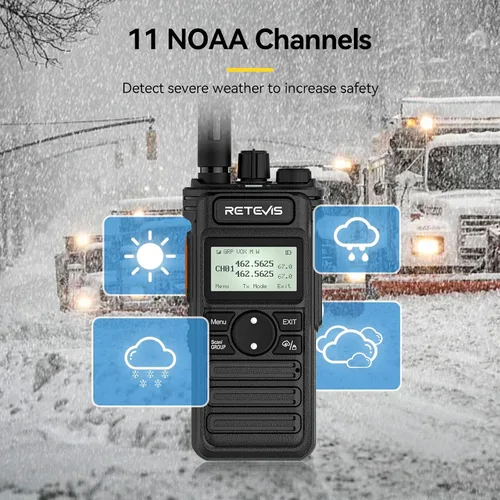 Miniatura 5 de Retevis Radio bidireccional RT86S de largo alcance, radio de emergencia Walkie Talkie con pantalla LCD, NOAA, alta potencia, radio de 2 vías GMRS