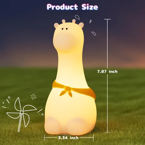 Miniatura 8 de Luz nocturna de silicona para niños – Lámpara recargable con control táctil y 8 colores, lindo diseño de animales para habitación infantil