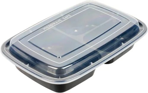 Miniatura 18 de Asporto - Cajas para llevar con compartimentos de 32 onzas, 50 recipientes para preparar comidas para microondas, 2 compartimentos, con tapas