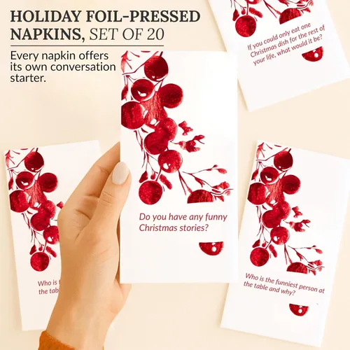 Miniatura 4 de COTIER - Paquete de 20 servilletas de inicio de conversación de Navidad, servilletas de papel de 3 capas de alta calidad con diseño de lámina