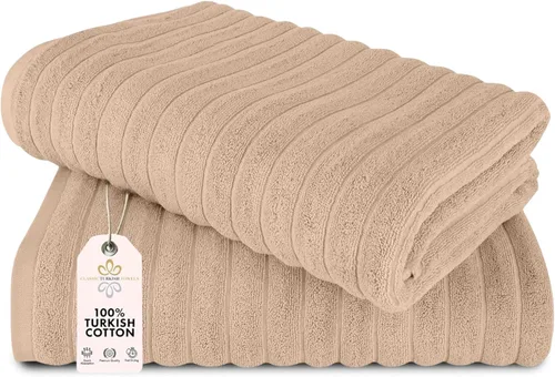 Miniatura 35 de Classic Turkish Towels - Juego de toallas de baño de algodón extragrande de alta calidad, gruesas y absorbentes, toallas de baño de lujo acanaladas
