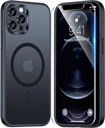 Miniatura 42 de TAURI Funda magnética 2 en 1 transparente para iPhone 14 Pro, compatible con Magsafe [no amarillenta] con protector de pantalla, protección de grado