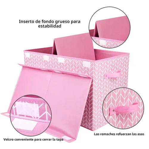 Miniatura 3 de Mayniu Caja grande de almacenamiento de juguetes para niñas y niños, resistente caja de juguetes organizadora con tapa para sala de estar, Rosa