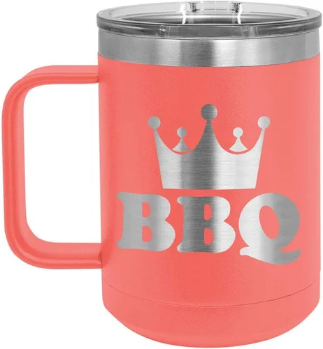 Miniatura 13 de Taza de café para barbacoa King de 15 onzas con tapa superior deslizante, taza de café de viaje aislado idea de regalo para los hombres que tienen