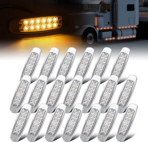 Miniatura 9 de Paquete de 20 (10 ámbar + 10 rojo) Luces LED de marcador lateral de 12 V con enchufe de 2 cables (CC), 12 luces LED para guardabarros, montaje