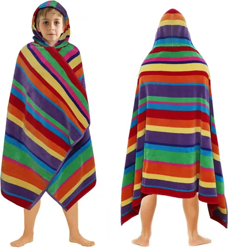 Miniatura 23 de ORIGINAL KIDS Toalla de baño con capucha, 100 % algodón de rizo grande con capucha para niños, toalla de playa para ducha de niños pequeños, toalla