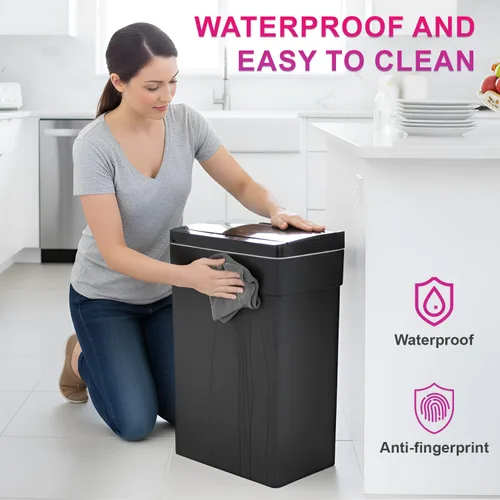 Miniatura 3 de PayLessHere Basurero de 13 galones / 50 L con tapa, cubo de basura de plástico para cocina, basurero automático sin tacto con sensor de movimiento