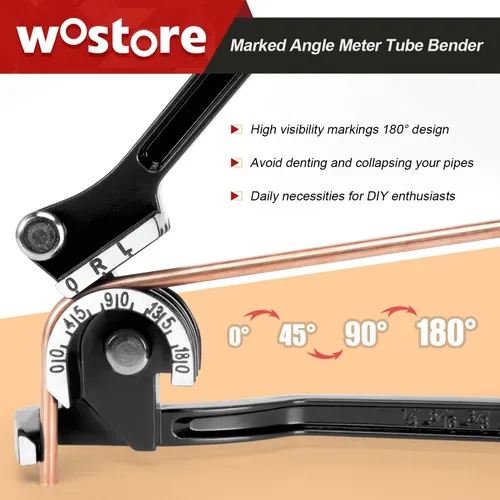 Miniatura 4 de Dobladora de Tubos de 180 Grados Wostore para Cobre, Aluminio, Acero Inoxidable Delgado de 1/4, 5/16 y 3/8 Pulgadas en Negro