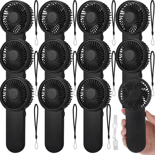 Miniatura 12 de Sumind 6 unidades de pequeño ventilador portátil personal pequeño a granel de 1 velocidad eléctrico lindo alimentado por batería para el cuello