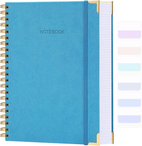 Miniatura 16 de Cuaderno de espiral, diario de cuero de tapa dura para mujeres y hombres, cuadernos gruesos de 300 páginas con rayas universitarias para el trabajo