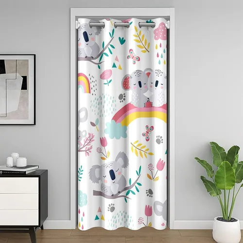 Miniatura 8 de Cortina de puerta de armario con estampado de patas de oso para dormitorio, niños, naturaleza, vida silvestre, cabeza de oso, cortina de puerta