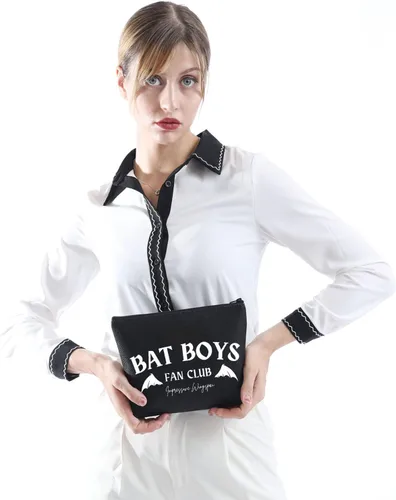 Miniatura 5 de XYANFA Bat Boys Fan Club - Bolsa de maquillaje para amantes de los libros, bolsa con cremallera rosa, BAT BOYS FAN CLUB negro, Moda