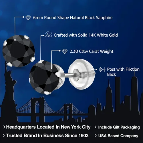 Miniatura 110 de Gem Stone King Aretes solitarios con piedra natal de oro de 14 quilates Redondos de 0.236 in Aretes de oro para mujeres y hombres