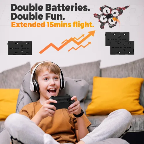 Miniatura 7 de BEZGAR Avión RC, avión de control remoto de espuma, dron para niños, avión RC para niños y niñas, helicóptero jet de combate con luces LED, Rojo