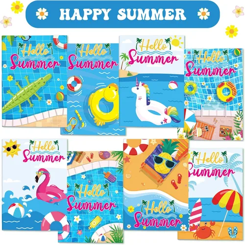 Miniatura 3 de Faccito 24 libros para colorear de playa de verano, mini libro de dibujo artístico a granel incluyendo piña, coco, flamenco, playa, piscina