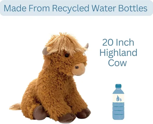 Miniatura 4 de The Petting Zoo Highland Cow - Peluche de animales de peluche, regalos para niños, animales salvajes de la vida silvestre, juguete de peluche