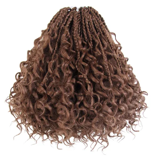 Miniatura 12 de Niseyo - Caja diosa con trenzas de pelo a crochet de 8 pulgadas, paquete de 8 unidades, trenzas de caja a crochet cortas, extremos rizados
