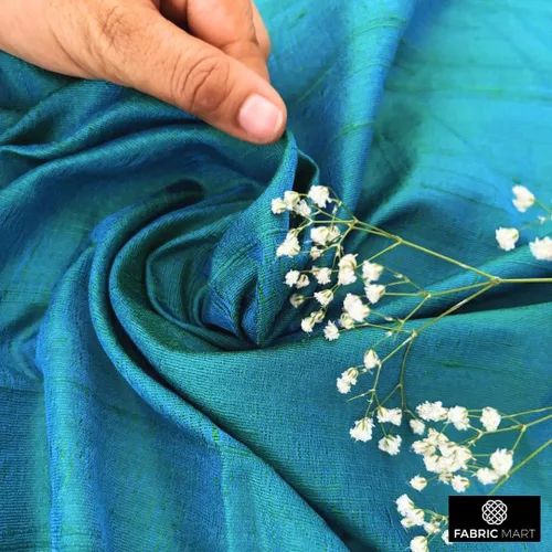 Miniatura 2 de Fabric Mart Direct Tela Dupioni de seda azul, turquesa por el patio, 1 yarda 41 pulgadas de ancho Slubbed Dupioni Silk Solid Color Azul Combinación