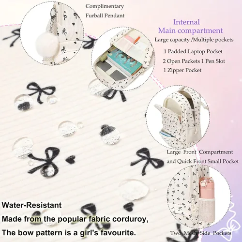 Miniatura 33 de Juego de mochila para niñas con diseño de unicornio, mochila escolar para niños, mochila para libros para niñas, set 3 en 1, regreso a clases