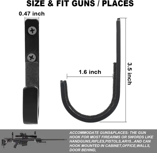 Miniatura 4 de GOHIKING Perchero de almacenamiento para rifles, ganchos para escopeta, ganchos de montaje en pared para cualquier rifles, escopetas, arco de tiro