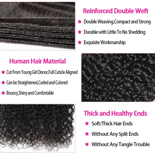 Miniatura 4 de Paquetes de cabello humano brasileño ondulado (14, 16, 18, 20 pulgadas), cabello humano sin procesar 12A, paquetes húmedos y ondulados, extensiones