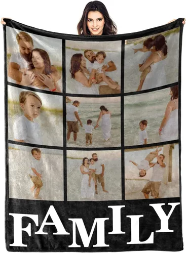 Miniatura 17 de Manta personalizada con fotos, manta personalizada con fotos para parejas, papá, mamá, niños, perros, amigos, cumpleaños, boda, Navidad, Año Nuevo