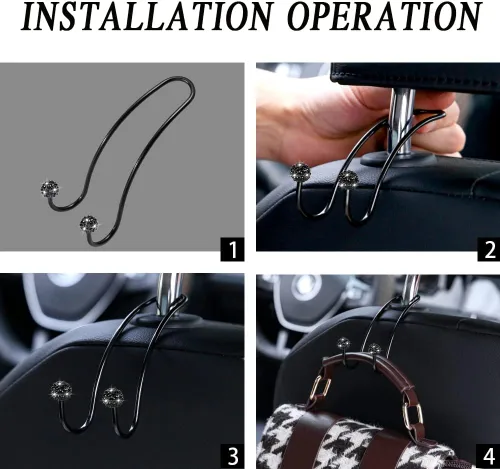 Miniatura 5 de SAVORI Ganchos para automóvil, organizador para reposacabezas de asiento, ganchos fuertes y duraderos para asiento trasero, almacenamiento universal