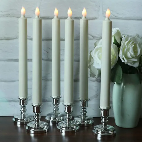 Miniatura 7 de Velas de Ventana Sin Llama con Control Remoto y Temporizador, Velas LED Cónicas Operadas por Batería con Ventosas Juego de 6 Velas de Ventana de A-6